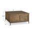 Table basse Tory, plateau relevable carré brun de 36 pouces, pieds en acier noir