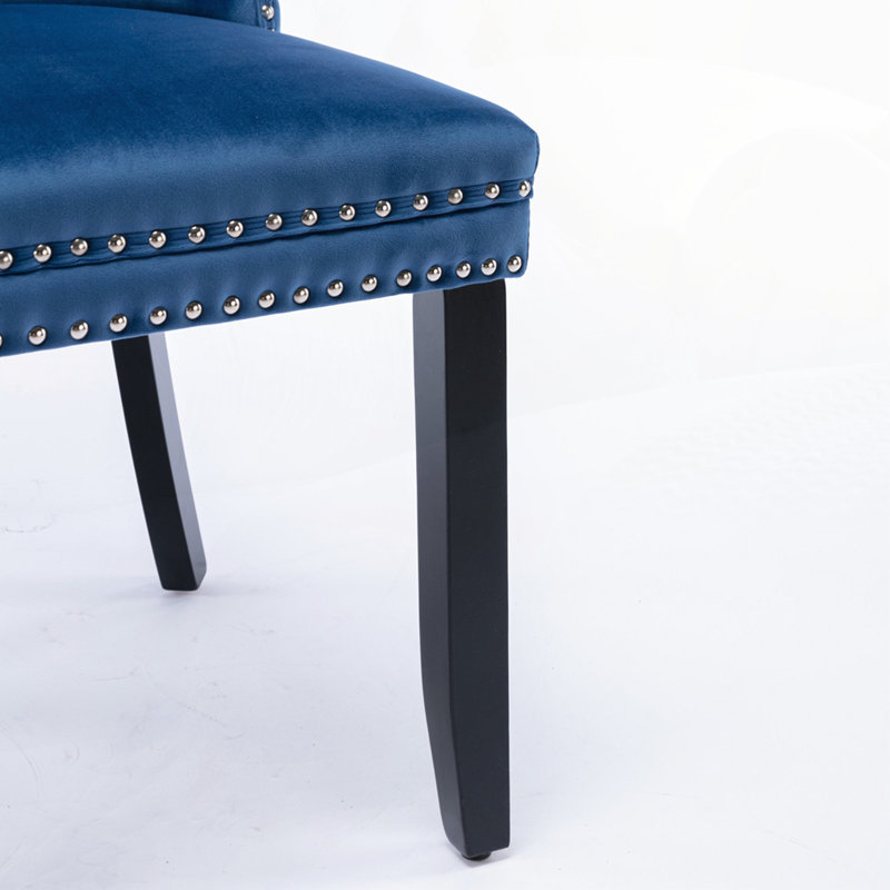 Ensemble de 2 chaises de salle à manger rembourrées, Noir, Bleu
