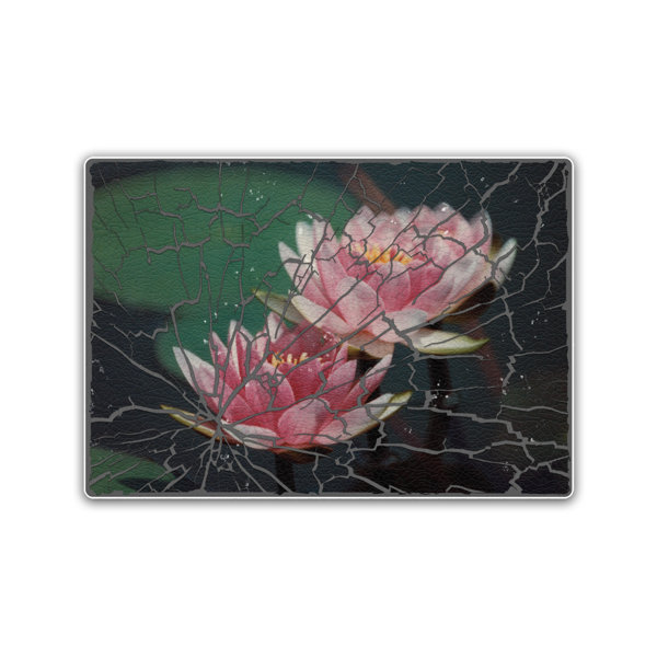 Shattered Glass Art Pink Water Lilies Print | Wayfair