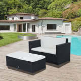Margareta 2 Piece Rattan Sofa Seating Group with Cushions