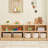 35.4"W X 23.6"H Rubber Solid Wood Bookcase, 5 Cabinet Storage Textured Bookshelf For Home, Office And Educational Institution