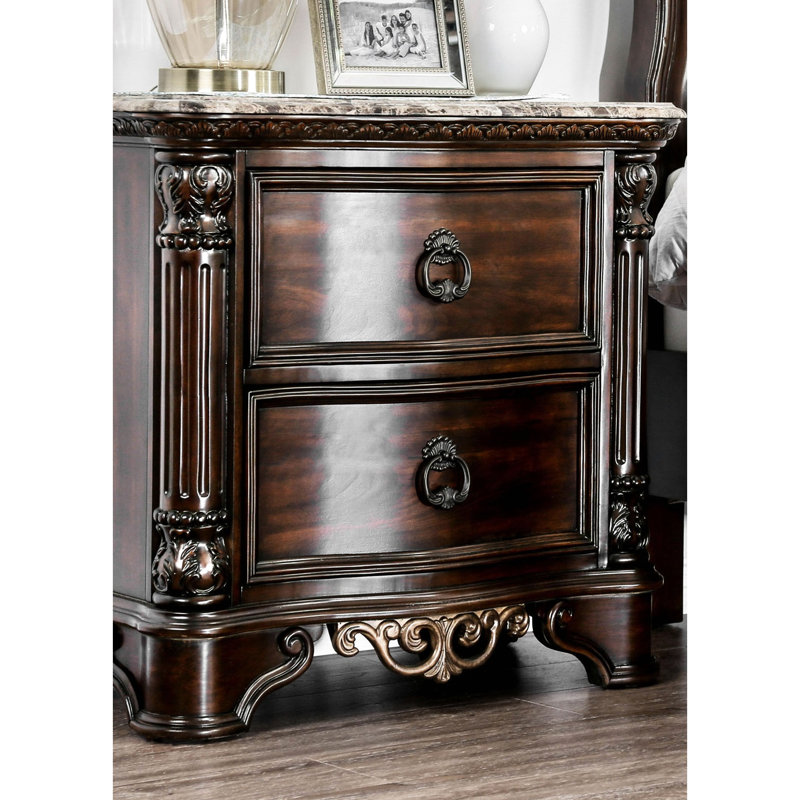 Table de chevet 2 cerisier brun