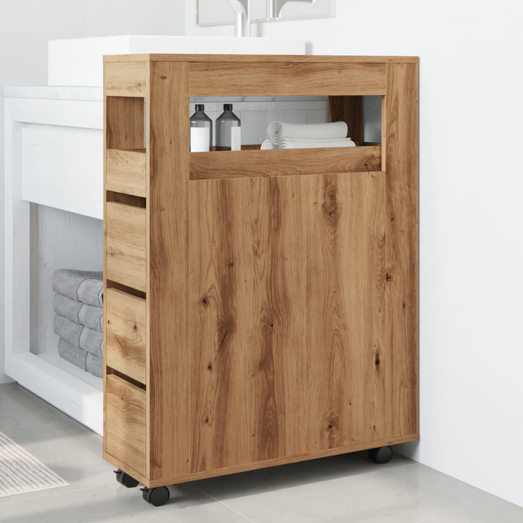 VIDAXL Bathroom Cabinet - Engineered Wood - Brown - 90 x 65 x 23 cm - Image 2