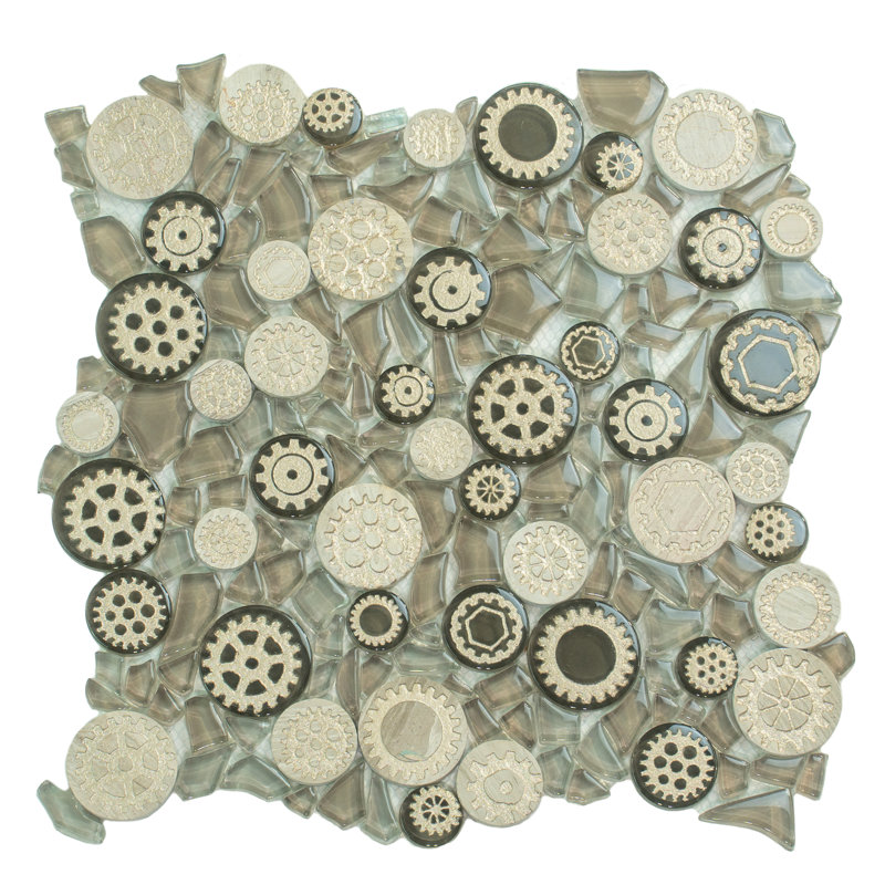 12" x 12" Glass Metal Look Mosaic Wall Tile, Gold