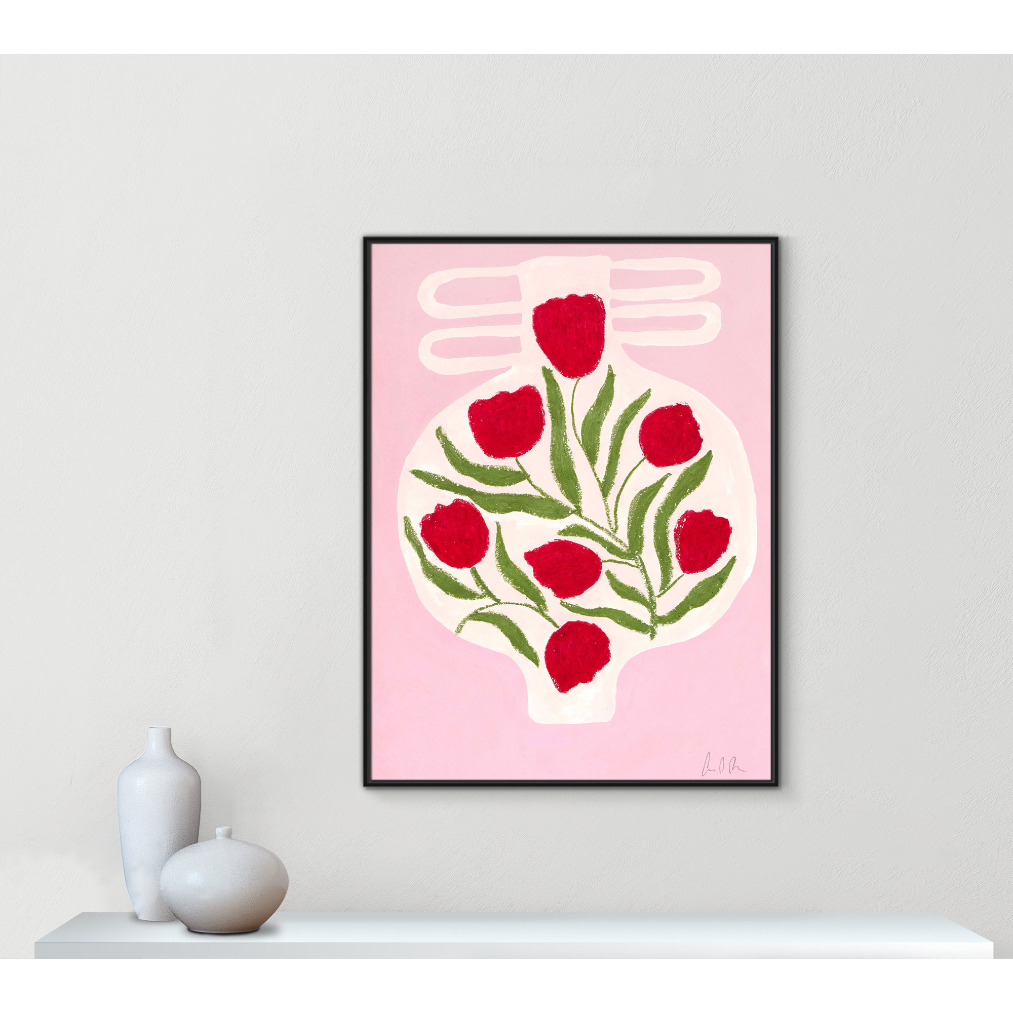 Vase No. 02 Print by Camilla Bergqvist, 49.5" H x 37.5" W, Black
