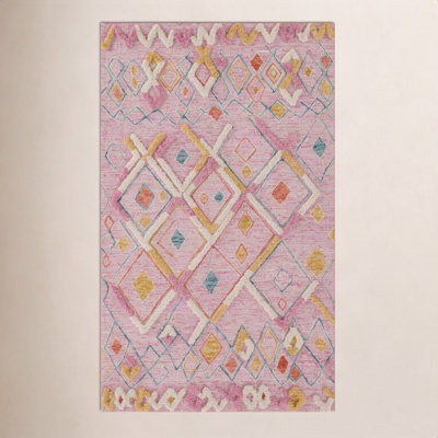 Charlize Pink Hand-Tufted Wool Moroccan Rug