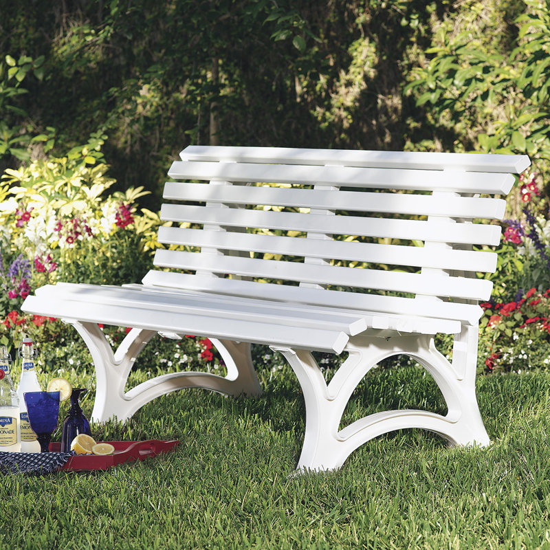 Banc de jardin ergonomique en PVC résistant aux intempéries - Blanc, Blanc