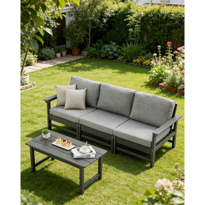Ensemble de meubles d'extérieur avec coussins Hdpe