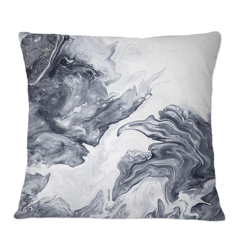 Coussin décoratif imprimé abstrait noir et blanc, 16 po x 16 po