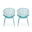 Chaises d'extérieur bleu sarcelle - structure en fer, conception tout en courbes, P 26,1 po x H 34,87 po pour le salon de 2 coquillage