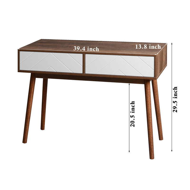 Entryway Table With 2 Carved Panel Drawers, Console Table With Storage Space And Wood Legs,Sofa Table Behind Couch