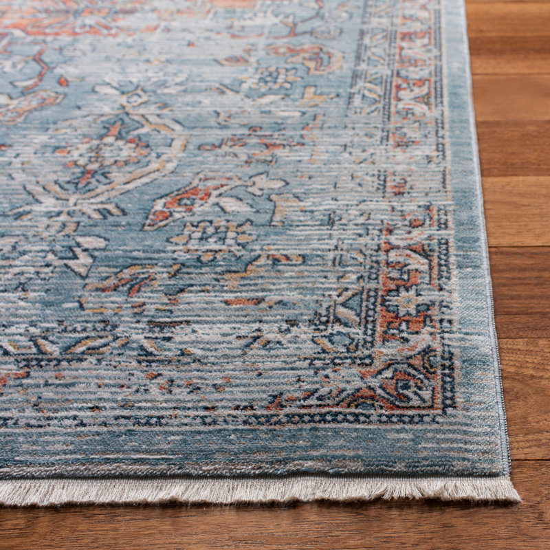 Tapis oriental bleu marine / rouge Rumsey, Carré 6 pi 7 po