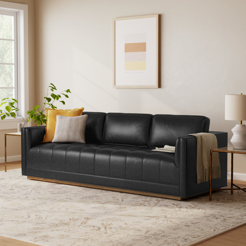Calabrese Upholstered 90'' Sofa, Sonoma Black Top Grain Leather