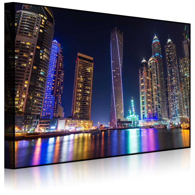 Dubai Marina Bay by No - Wrapped Canvas Print, 60cm H x 80cm W x 4.5cm D, Without lighting