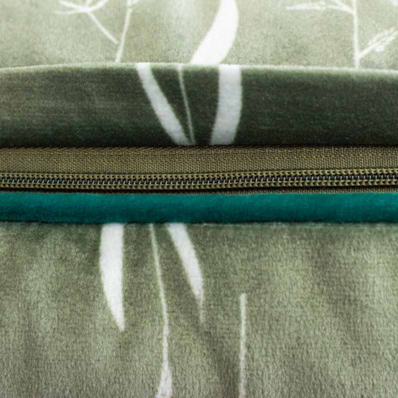 Floral Orange Square Throw Cushion, Sage Green