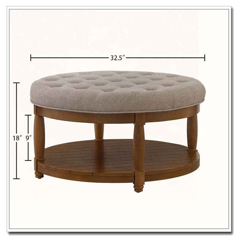 Table basse rembourrée rembourrée en lin, Rond, Café