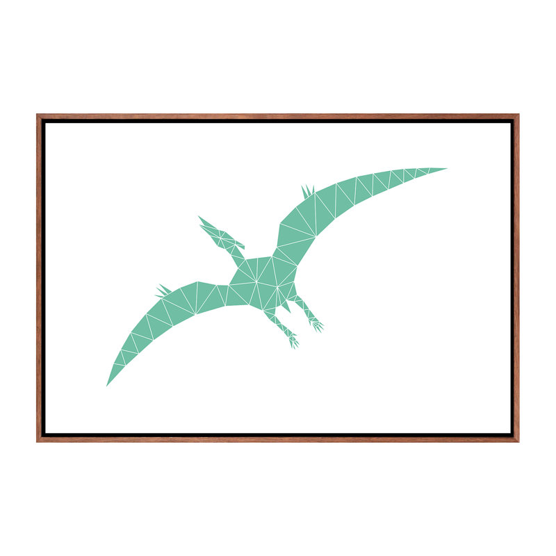 Geometric Dino Pterodactylus - impression d'art graphique, H 18 po x l 26 po x P 1,5 po, Toile avec cadre en bois classique