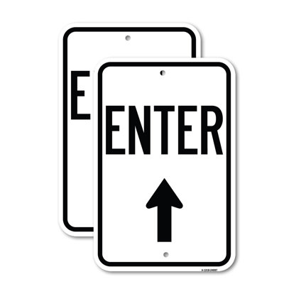 (2 Pack) Enter Sign Enter with Up Arrow 12" X 18" Heavy-Gauge Aluminum Sign