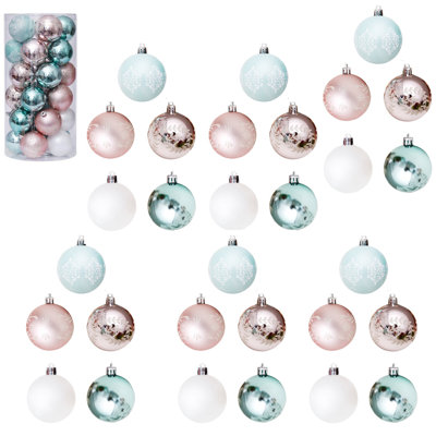 Ensemble de 30 boules de Noël, boules de Noël incassables, décorations d'arbre de Noël, boules de Noël rouges et vertes pour décoration de Noël, fête de mariage, intérieur, extérieur, décoration intérieure