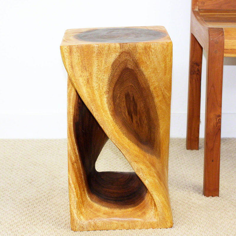 Chandi Solid Wood End Table, Sand Washed, 23" H x 12" W x 12" D