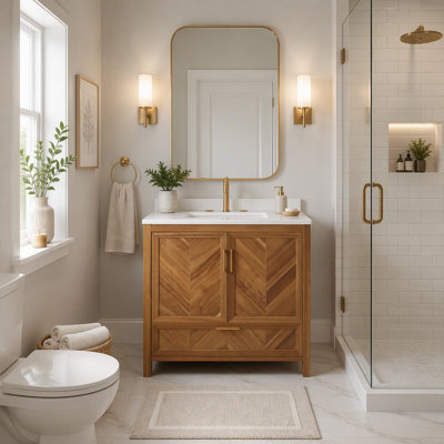 30" Bathroom Vanity with Sink, Freestanding Storage Cabinet with Doors and Drawers