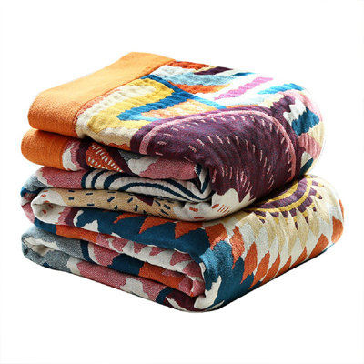 Jeté Boho 100% coton, couvertures légères et respirantes pour chaise de canapé, couvertures de lit de style campagnard d'été pour toutes les saisons