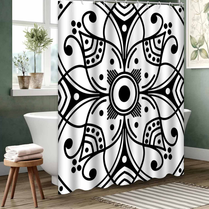 Rideau de douche noir imperméable, rideaux de douche pour la salle de bain avec 12 crochets, 72" L x 72" W