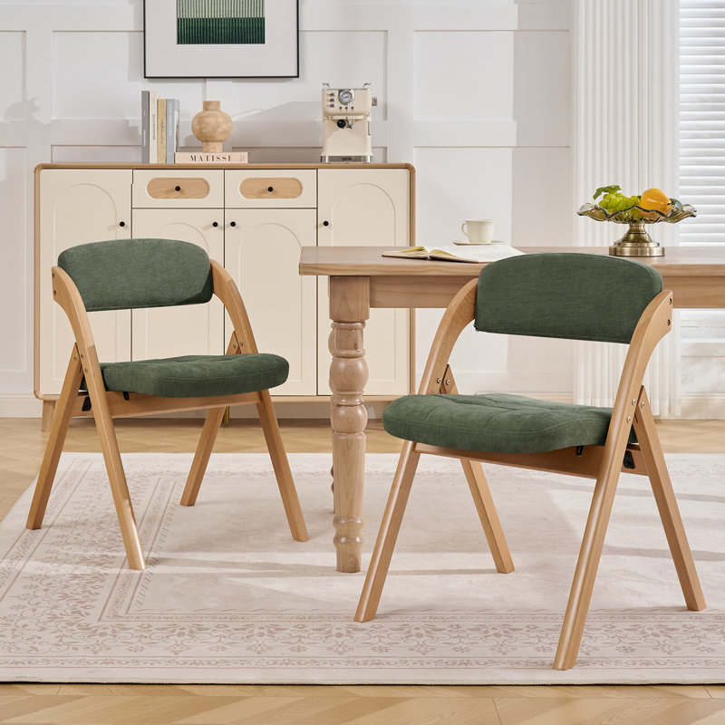 Ensemble de 2 chaises pliantes rembourrées et rembourrées Modern, 2, Green/Natural