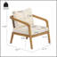 Fauteuil club d'extérieur en bois d'acacia avec dossier et coussins en osier PE - Fauteuil d'appoint moderne pour balcon, bord de piscine et véranda