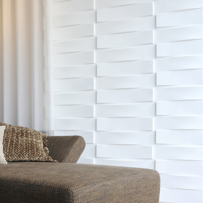 Panneau mural en bambou L 19,68 po x L 19,68 po Cotati en blanc cassé