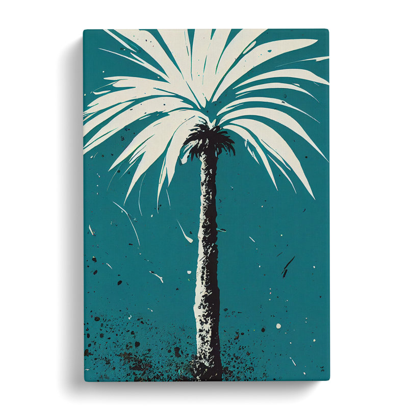 CAN-V0523-1708X Palm Tree Paint Splatter - Wrapped Canvas Print, 50cm H x 35cm W