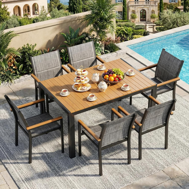 Stacking Patio Dining Armchair, Grey