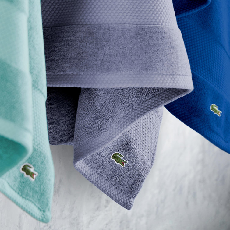 Lacoste, Bath, Lacoste Luxury Soft Cotton Hand And Bath Large Towel Set  Blue Stripe