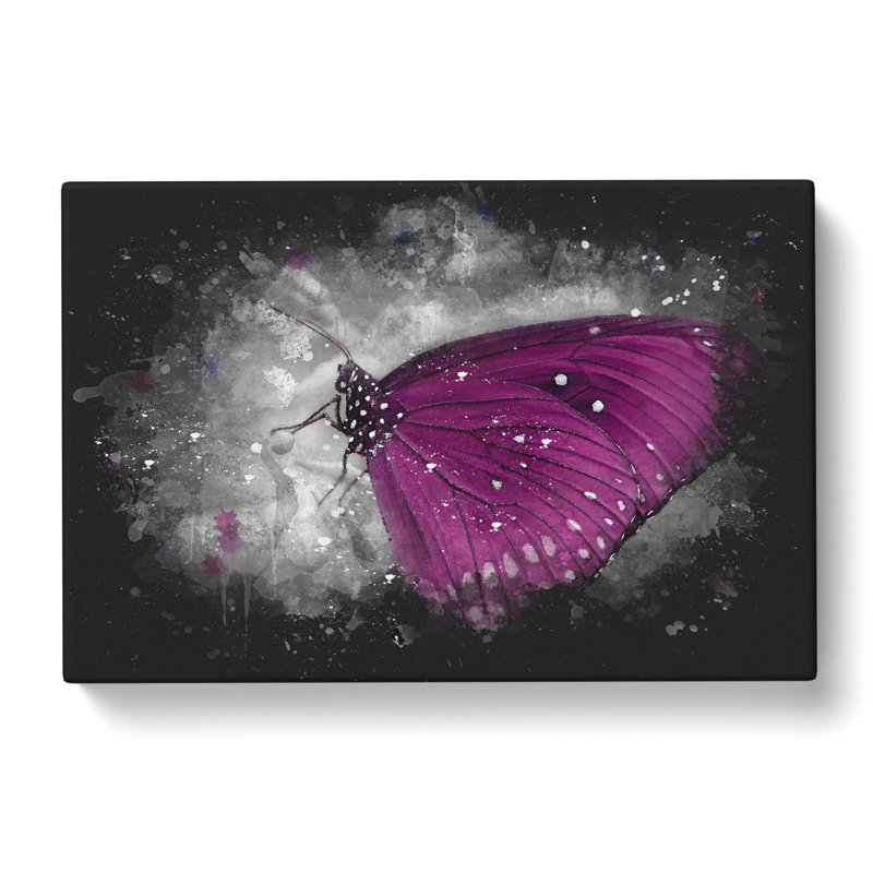 Butterfly Upon A Flower - Wrapped Canvas Painting, 35cm H x 50cm W x 3cm D