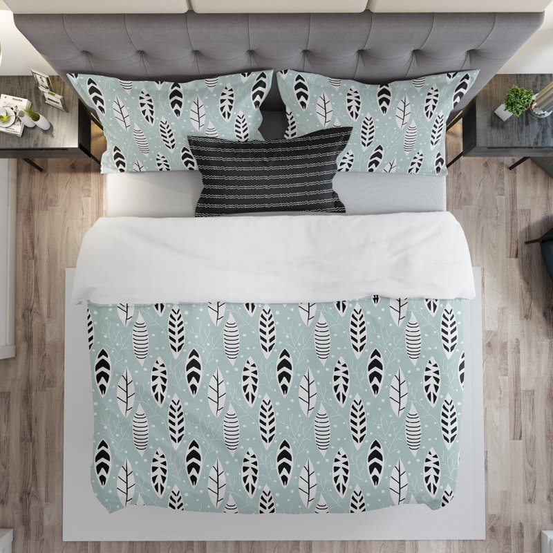 Ensemble de housse de couette Myla, Housse de couette simple + 1 taie décorative + 1, Bleu pâle