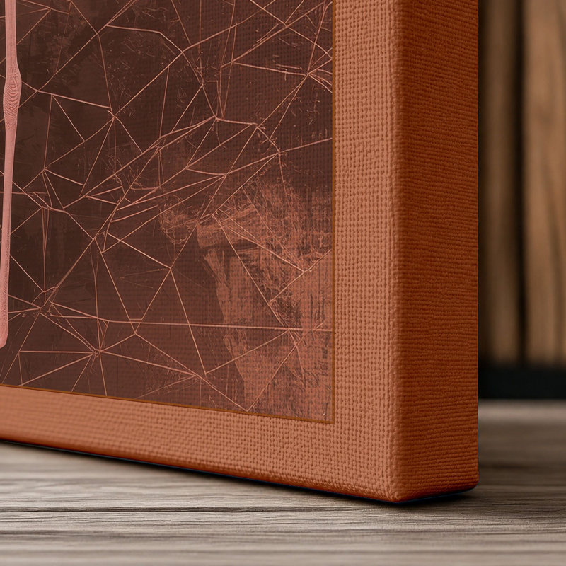 Flamingo in Repose Boho 1 Piece Wrapped Canvas Wall Art, 36x24 - 91.4 x 61.0 cm, Terracotta Border