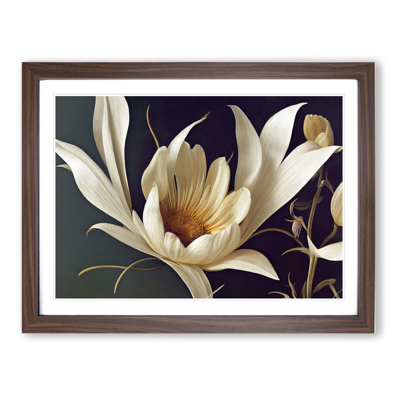 Enviable Flower 1 Piece Single Picture Frame Wall Art, 46cm H x 64cm W, Walnut