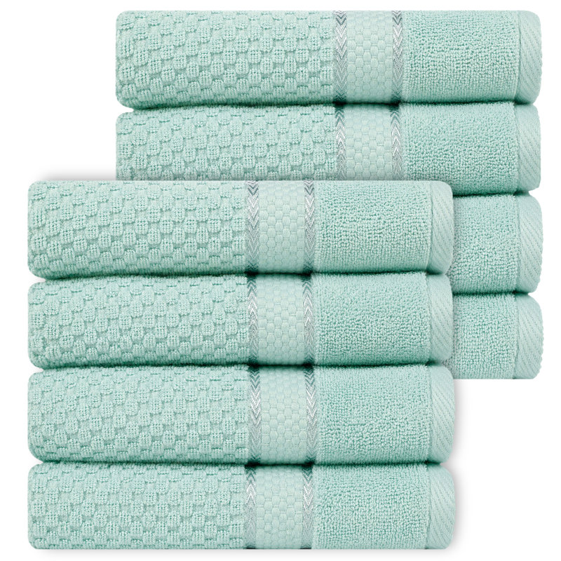 Collection de serviettes essuie-mains texturés 100% coton Hode, Essuie-mains - paquet de 8, Vert menthe