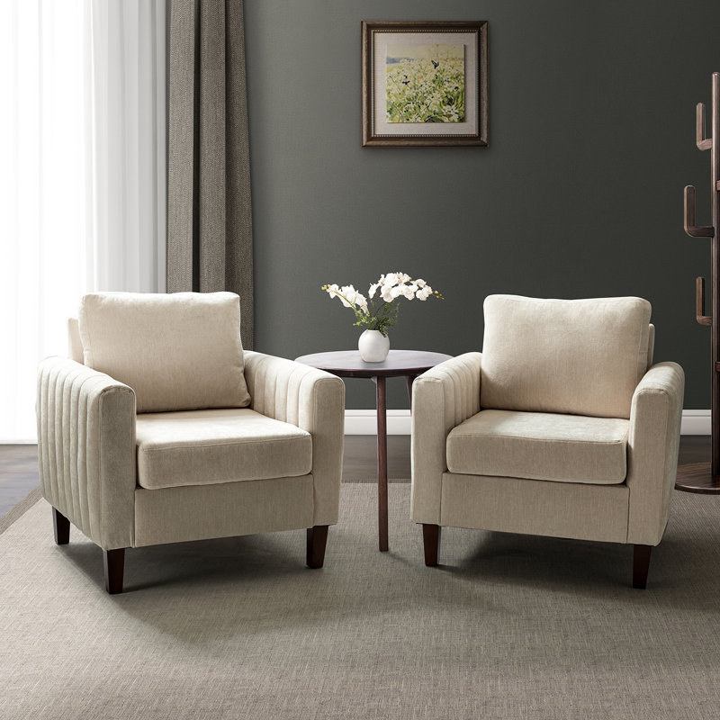 Fauteuil club l 32,5 po Ardarius, Polyester ivoire