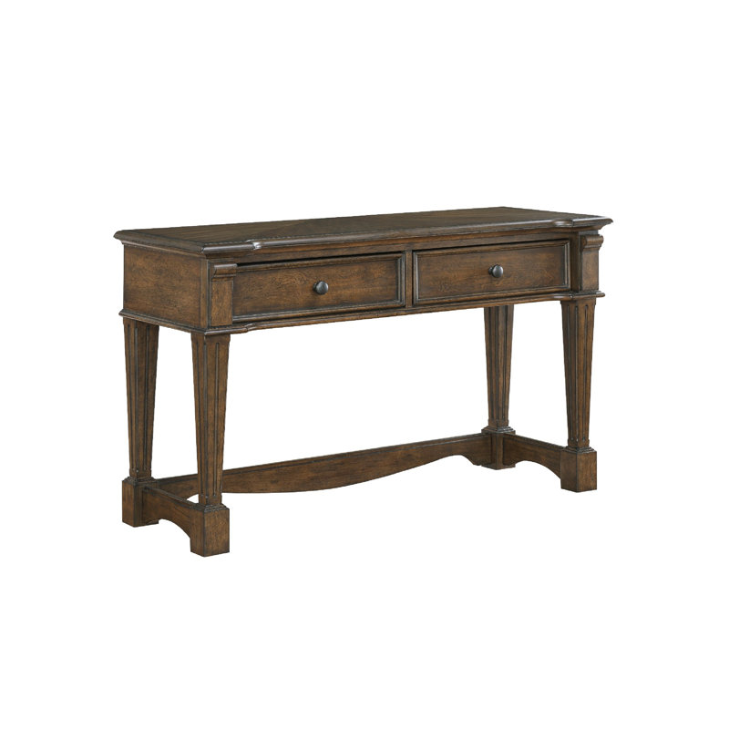 Rox Sofa Console Table, 50 Inch Top, 2 Drawers W Bronze Knobs, Brown