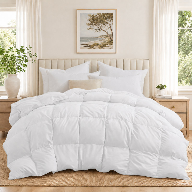 Insertion de couette en duvet d'oie blanche en duvet d'oie toutes saisons - literie ultra douce sans bruit avec rembourrage certifié RDS, chaleur moyenne, lavable à la machine