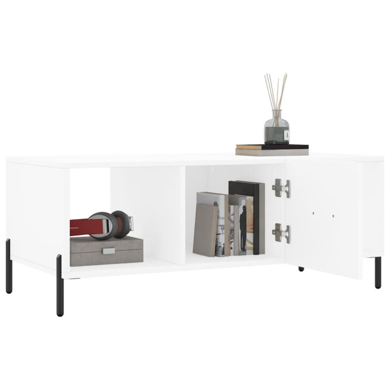 Aunterrio Four Leg Coffee Table with Storage, White