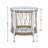 17.19" Outdoor Side Table With Bohemian Magnetism, Woven Rope Tabletop And Powder-Coated Frame For Poolside Delight In Aura Rust- Smooth Glass Easy Cleaning