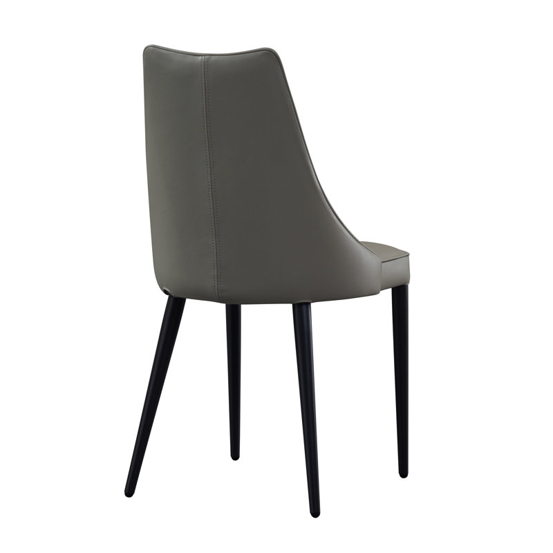 Leather Upholstered Dining Chair, Light Gray