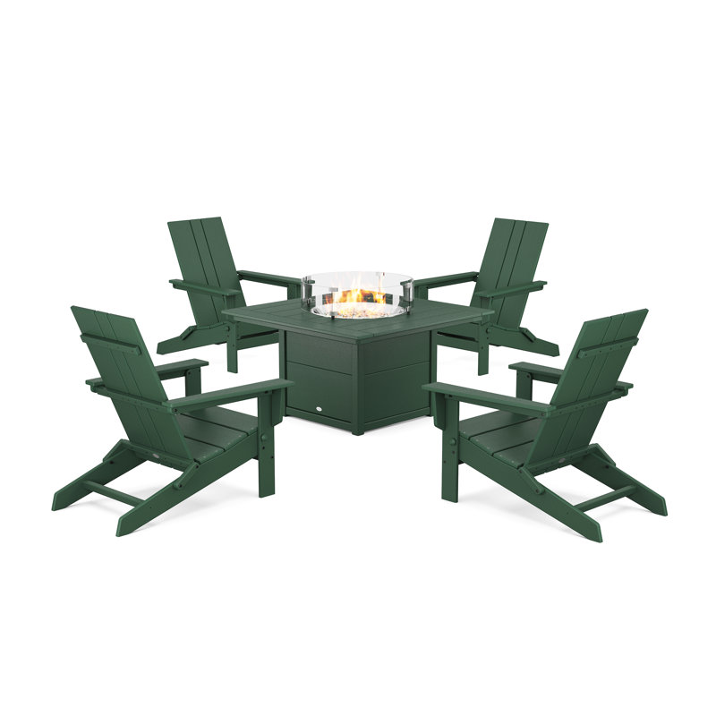 Chaise Adirondack d'extérieur pliable AllModern avec table, Vert