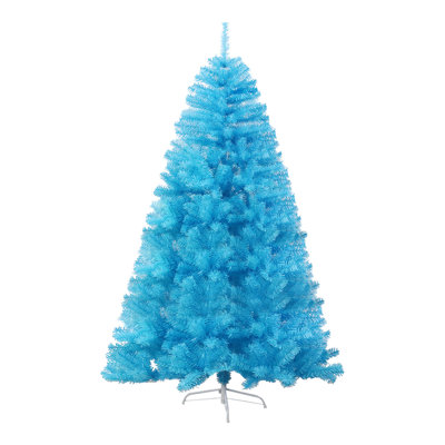 Artificial Christmas Tree, 7 Feet Blue Christmas Tree with 1000 Realistic PVC Branch Tips and Sturdy Metal Stand, Easy Assembly Unlit Hinged Xmas Tree