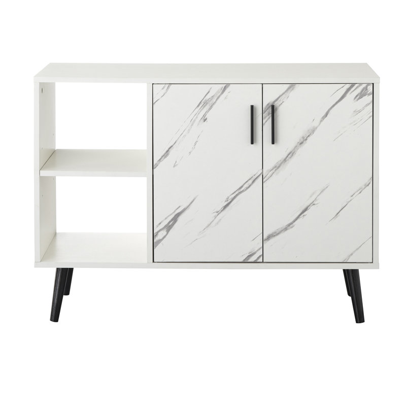 Buffet Hymel de 36 po de largeur, Faux marbre blanc