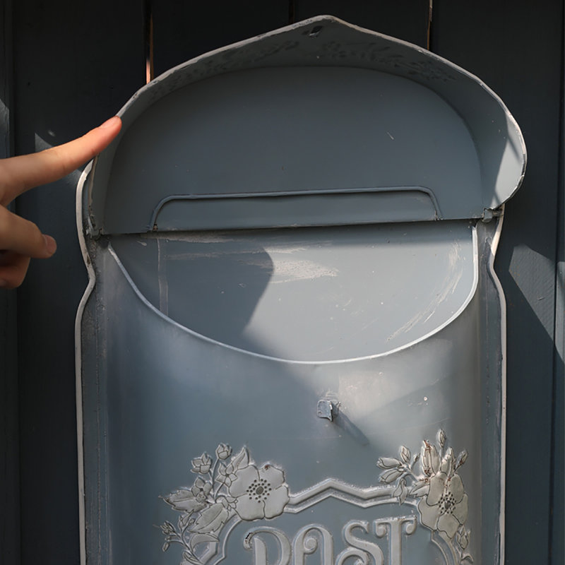 Metal Wall Mounted Post Box, Blue, 39.4cm H x 26.9cm W x 8.4cm D