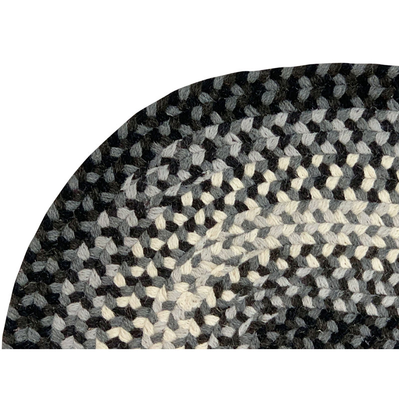 Tapis gris en laine tressé géométrique Beachmont, Ovale 20 po x 30 po