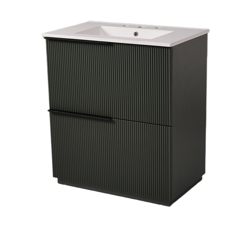 Meuble-lavabo pratique de 30 po avec comptoir en céramique, Vert